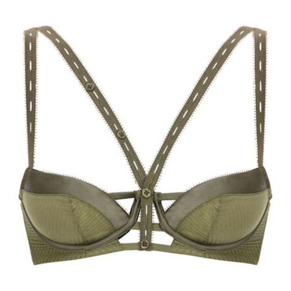 NWT - Chantal Thomas - Army Green Underwire Balconette Bra - 85D Fr / 32D US - Picture 5 of 7